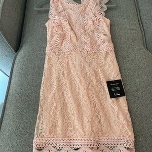 Lulu's Blush Lace Mini Dress